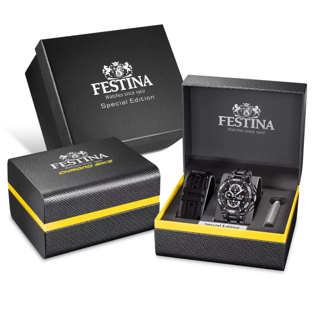 Festina F20756-1 Uhr Chrono Bike 2026 Spezial Edition Schwarz mit Ersatzband