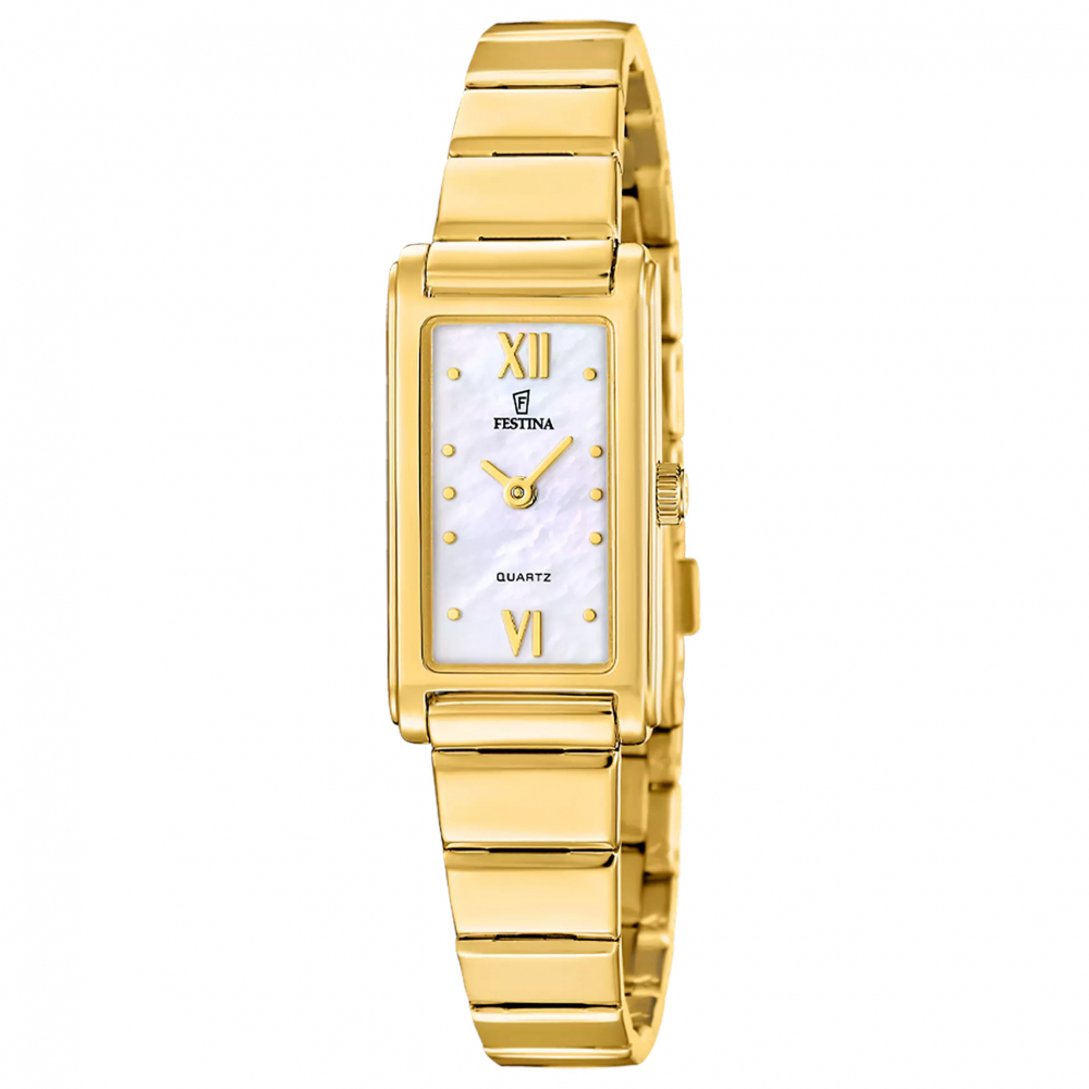 FESTINA Damen Uhr F20768-1 Mademoiselle Perlmutt Edelstahl goldfarben