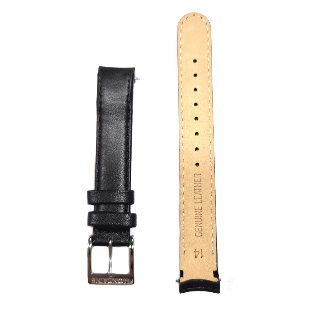 Mondaine Ersatzband Lederband Wechselband, Stegbreite 12mm schwarz, A629.30341.11SBB