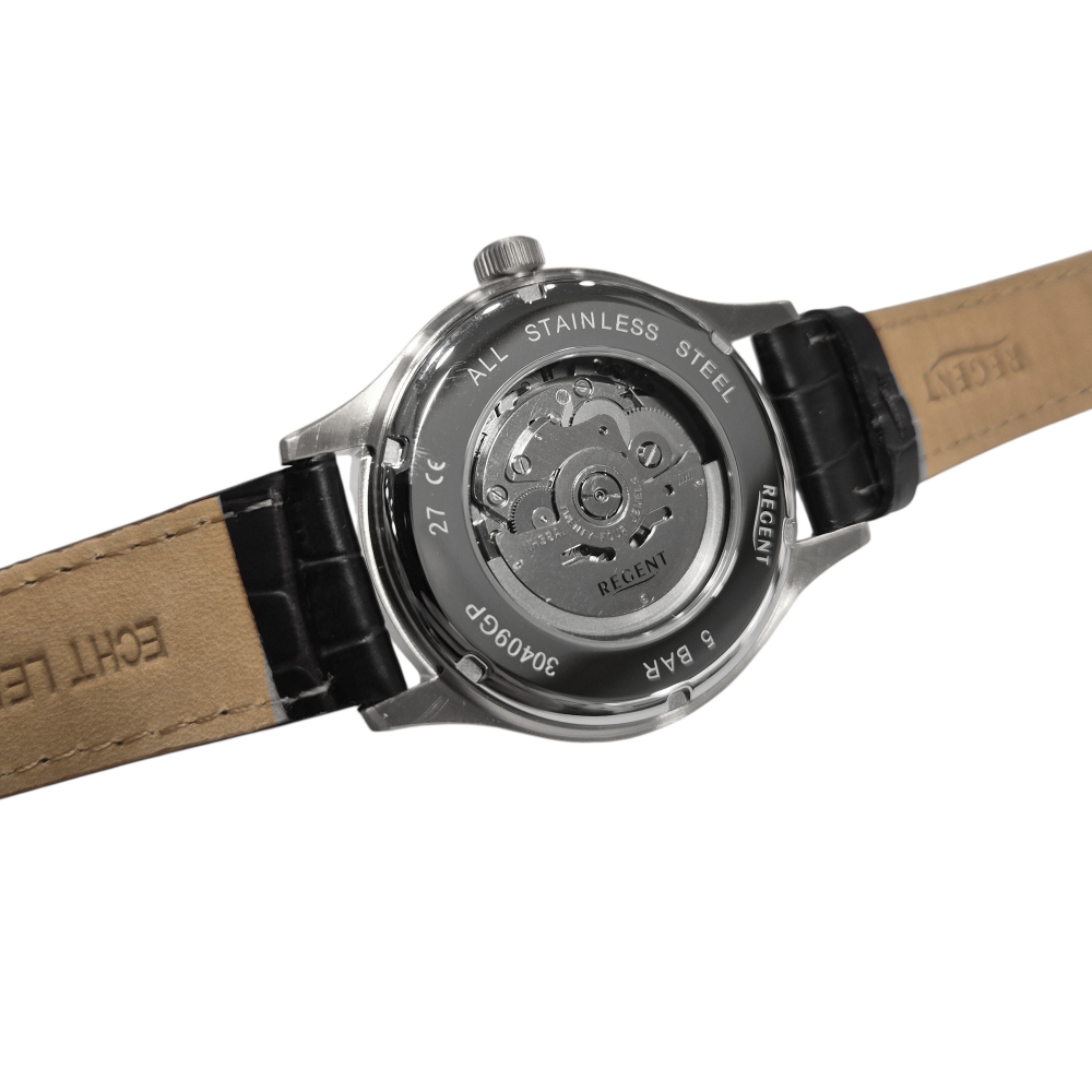 REGENT Herren Armbanduhr Automatik GM-2213 Saphirglas, Datum, Blau, 42mm