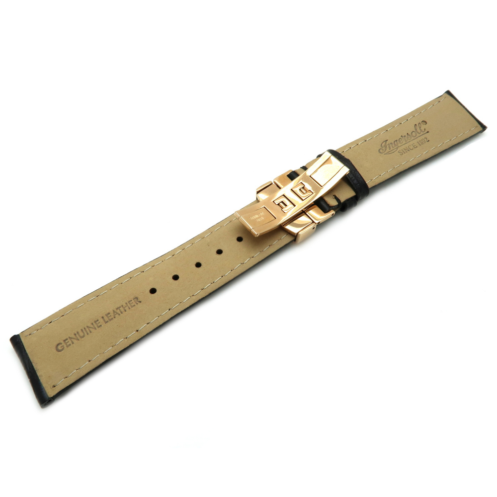 Ingersoll Stegbreite 22mm Ersatzband Leder blau Kokoprägung mit Faltschließe rosé