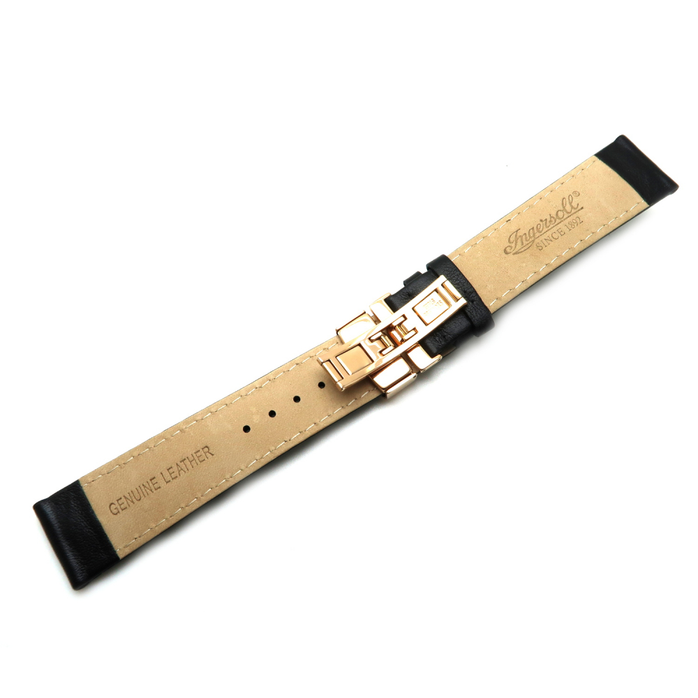 Ingersoll Ersatzband Lederband schwarz Stegbreite 22mm mit Faltschließe rosé