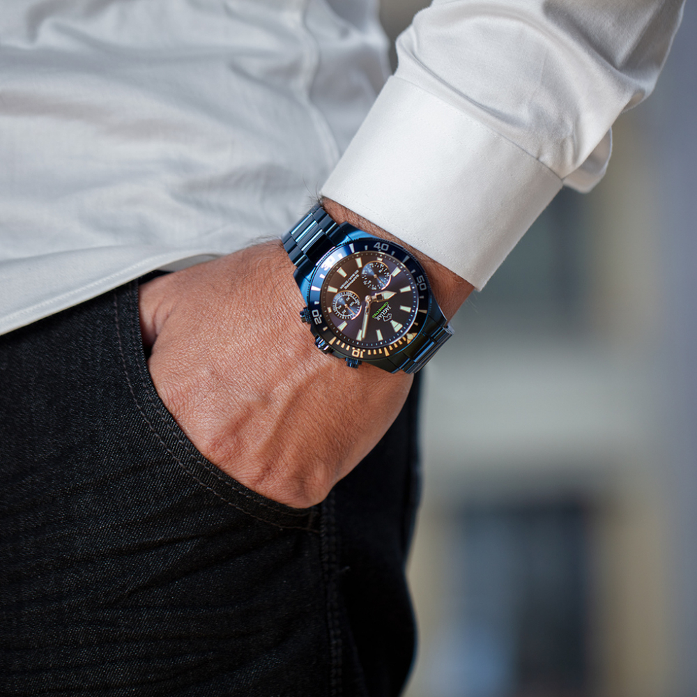 Jaguar Herren Armbanduhr Connected J930-1 Saphirglas 20 ATM 46mm Smartwatch Hybrid, blau