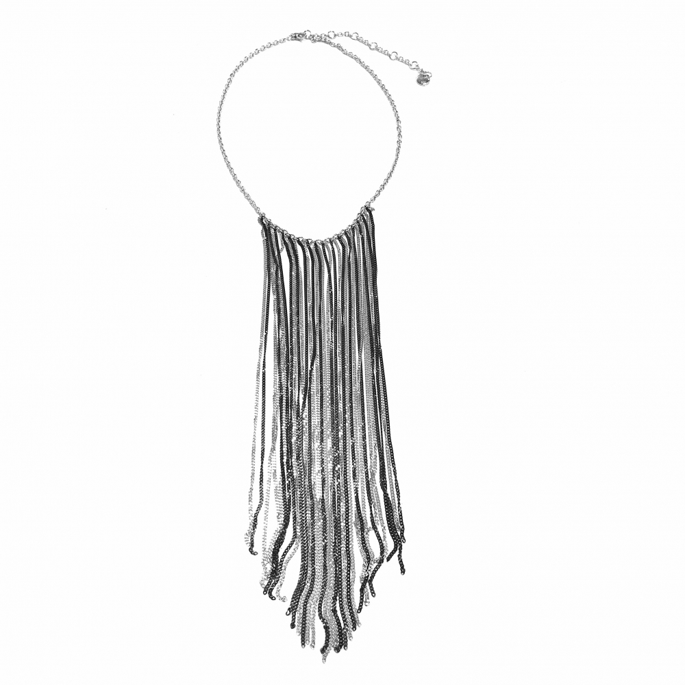 JOOP Damen Collier JPNL90494A420 925-Silber schwarz-silber 50cm Halskette