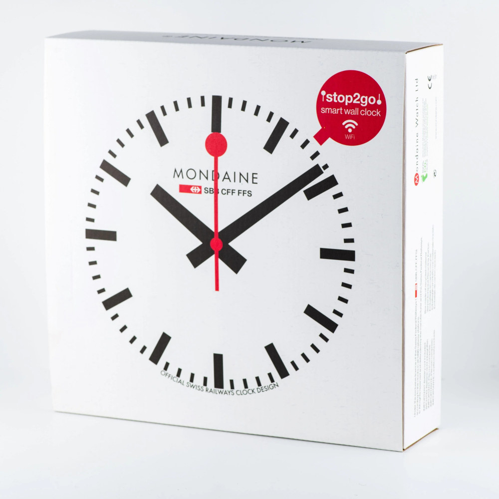 MONDAINE Wanduhr samrt stop2go WiFi Wanduhr, MSM.25S11 Durchmesser 25cm
