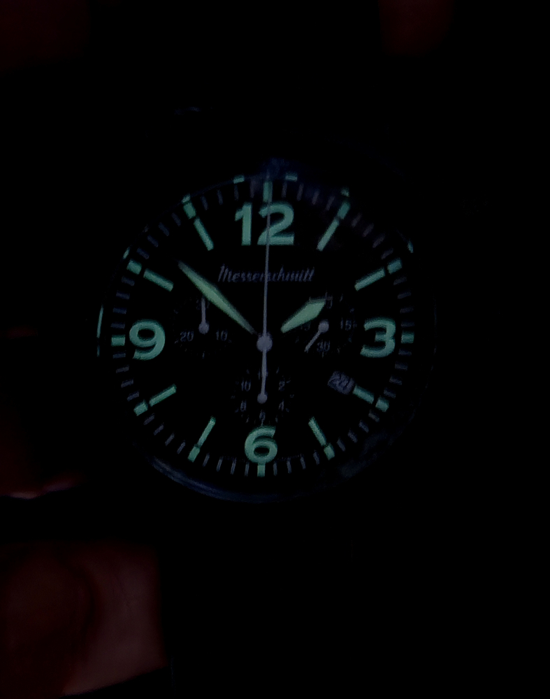 Messerschmitt Herren Armbanduhr ME-0H36 Chronograph, Carbonspange, Fliegeruhr, 50mm