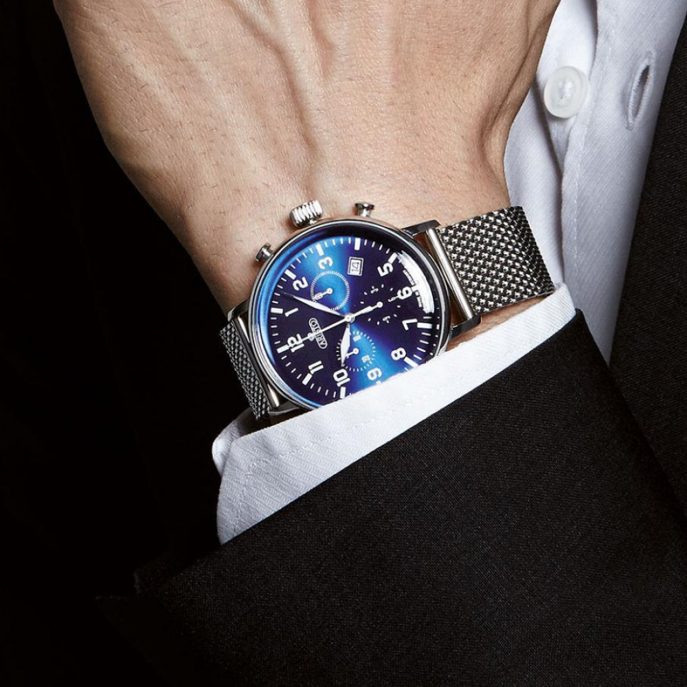 Messerschmitt Herren Armbanduhr ME-3H198M Chronograph Milanaiseband Fliegeruhr