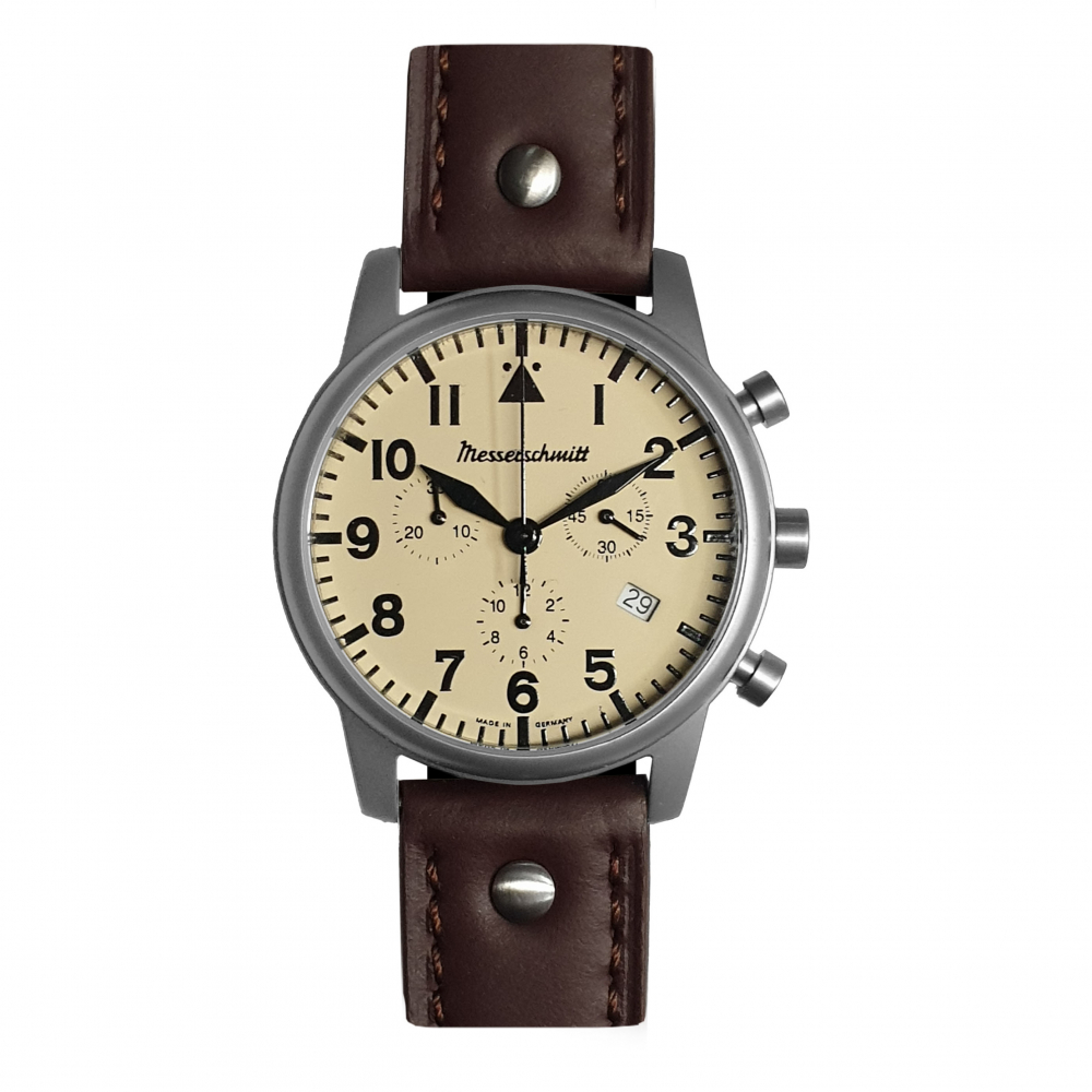 Messerschmitt Herren Armbanduhr Fliegeruhr ME-4544-BL Chronograph Lederband