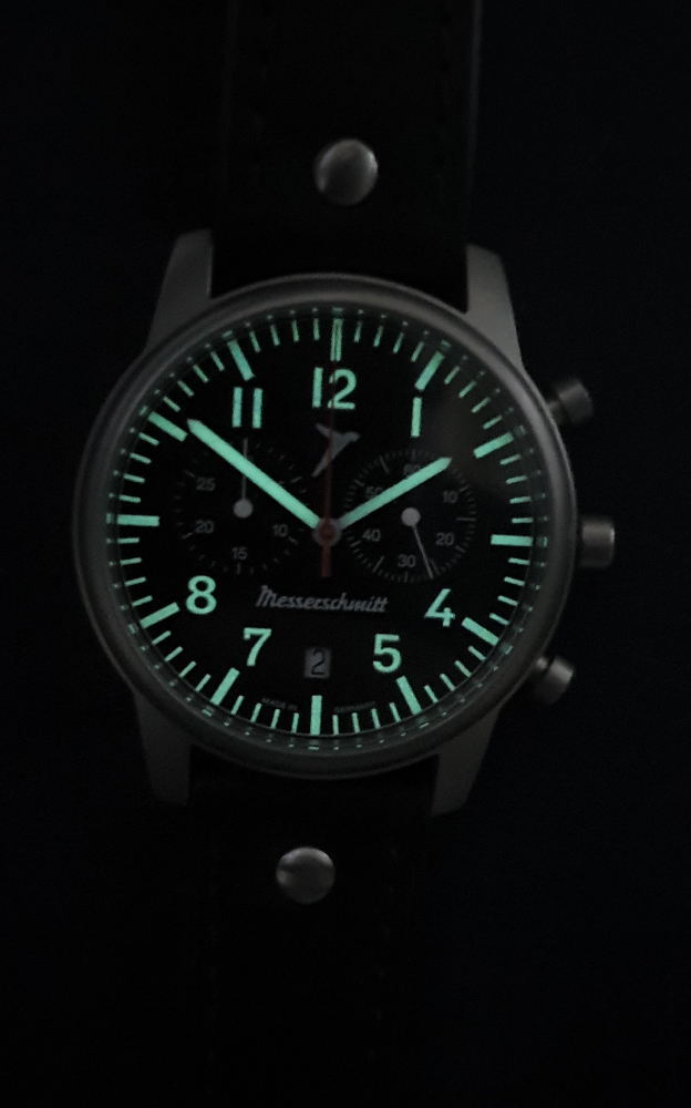 Messerschmitt Herren Armbanduhr ME4544-5021 Chronograph Lederband Fliegeruhr