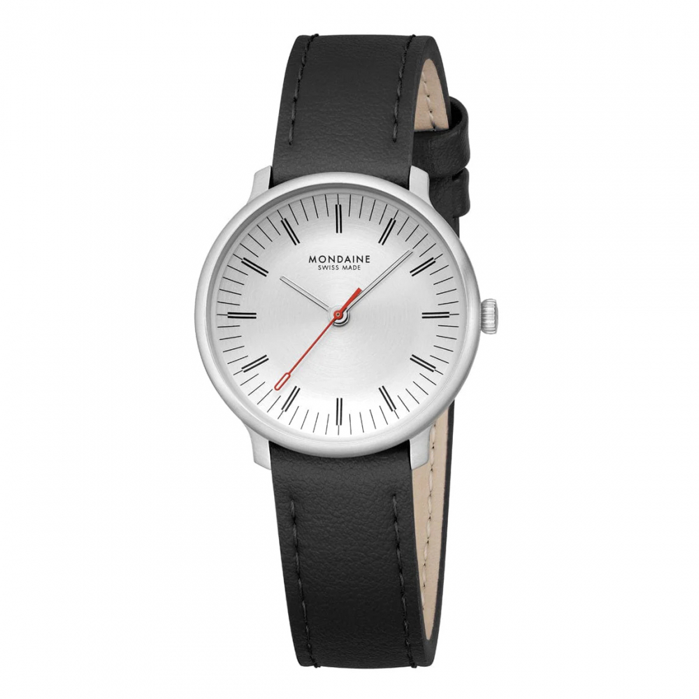 MONDAINE Armbanduhr MLE.33110.LBV Doppio Saphirglas, 33mm, Veganes Traubenleder