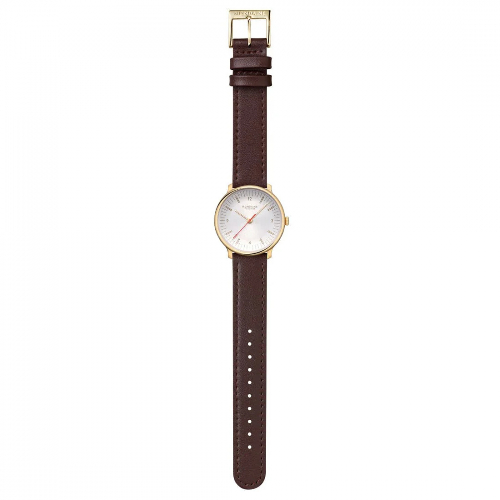MONDAINE Armbanduhr MLE.33110.LGV Doppio Saphirglas, 33mm, Veganes Traubenleder