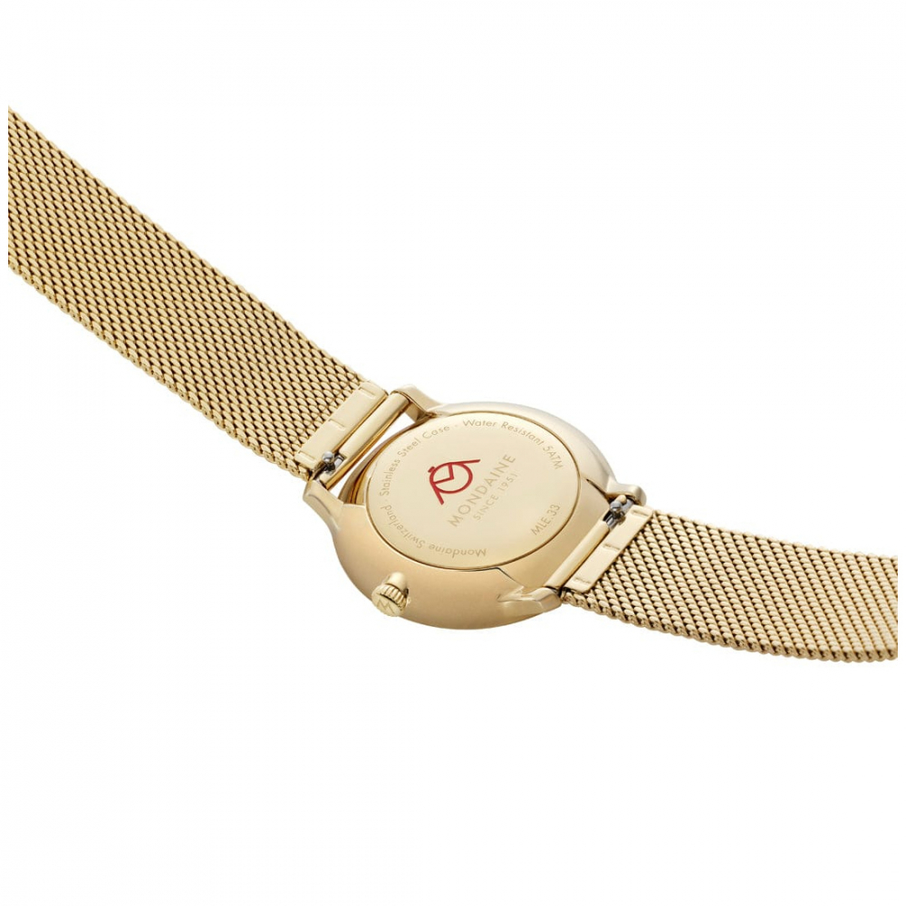 MONDAINE Armbanduhr MLE.33111.SM Doppio Saphirglas, 33mm, Milanaise Goldfarben