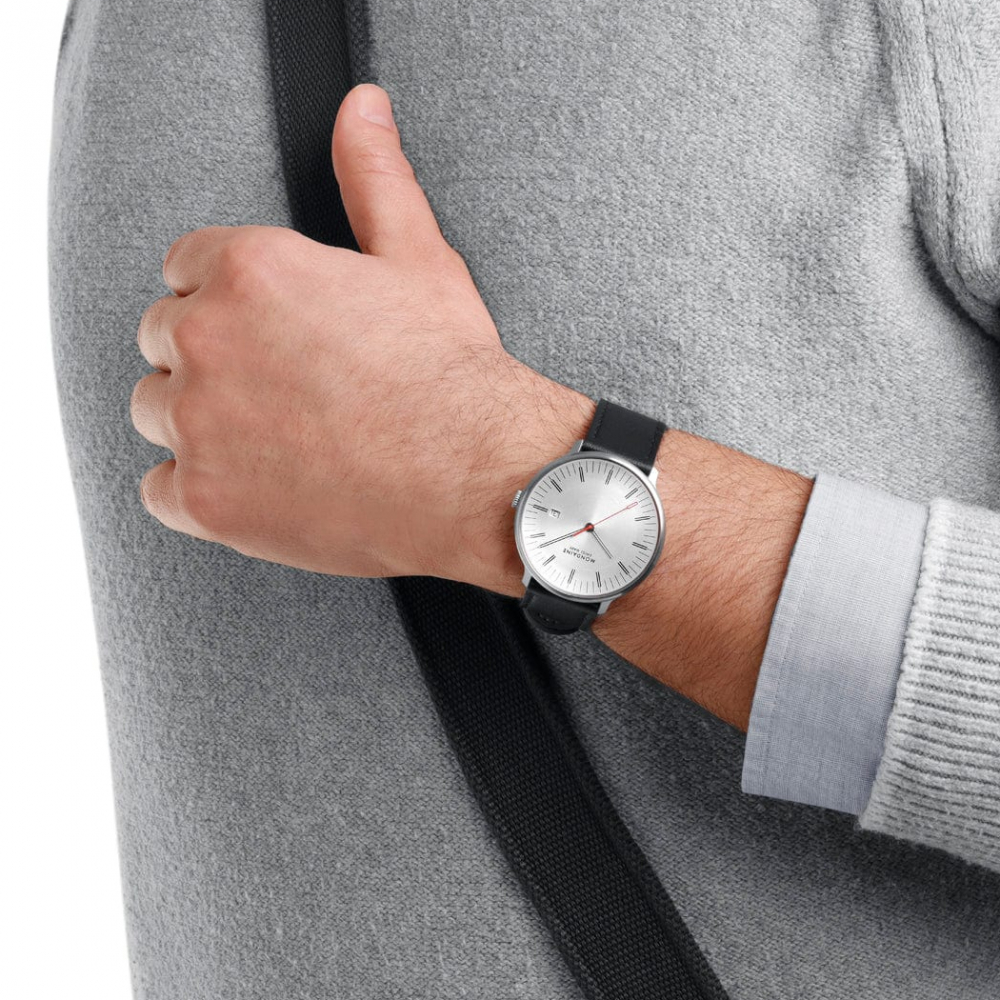 MONDAINE Armbanduhr MLE.41210.LBV Doppio Saphirglas, 41mm, Veganes Traubenleder