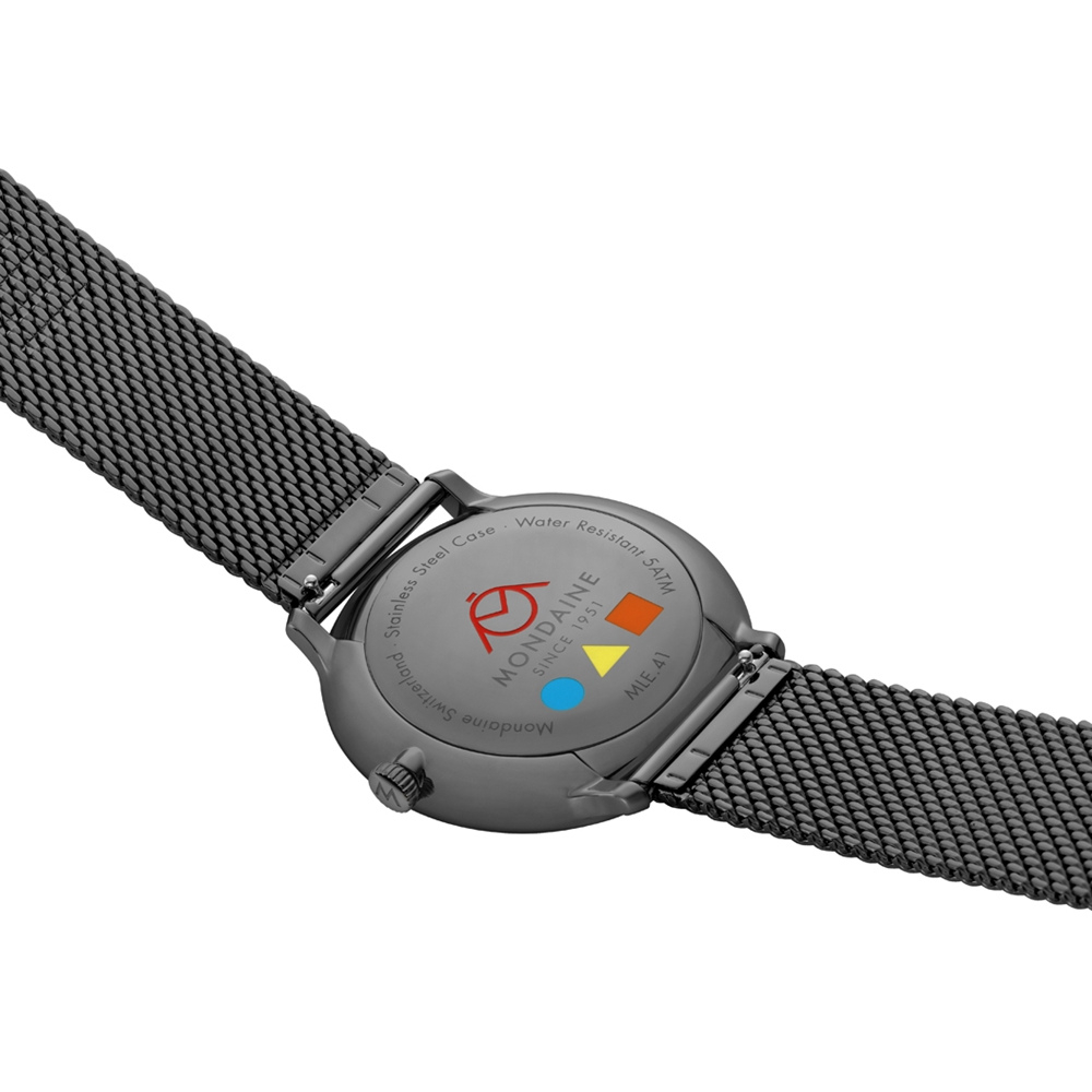 MONDAINE Armbanduhr MLE.41221.SM Doppio Saphirglas, Milanaise, 41mm, schwarz