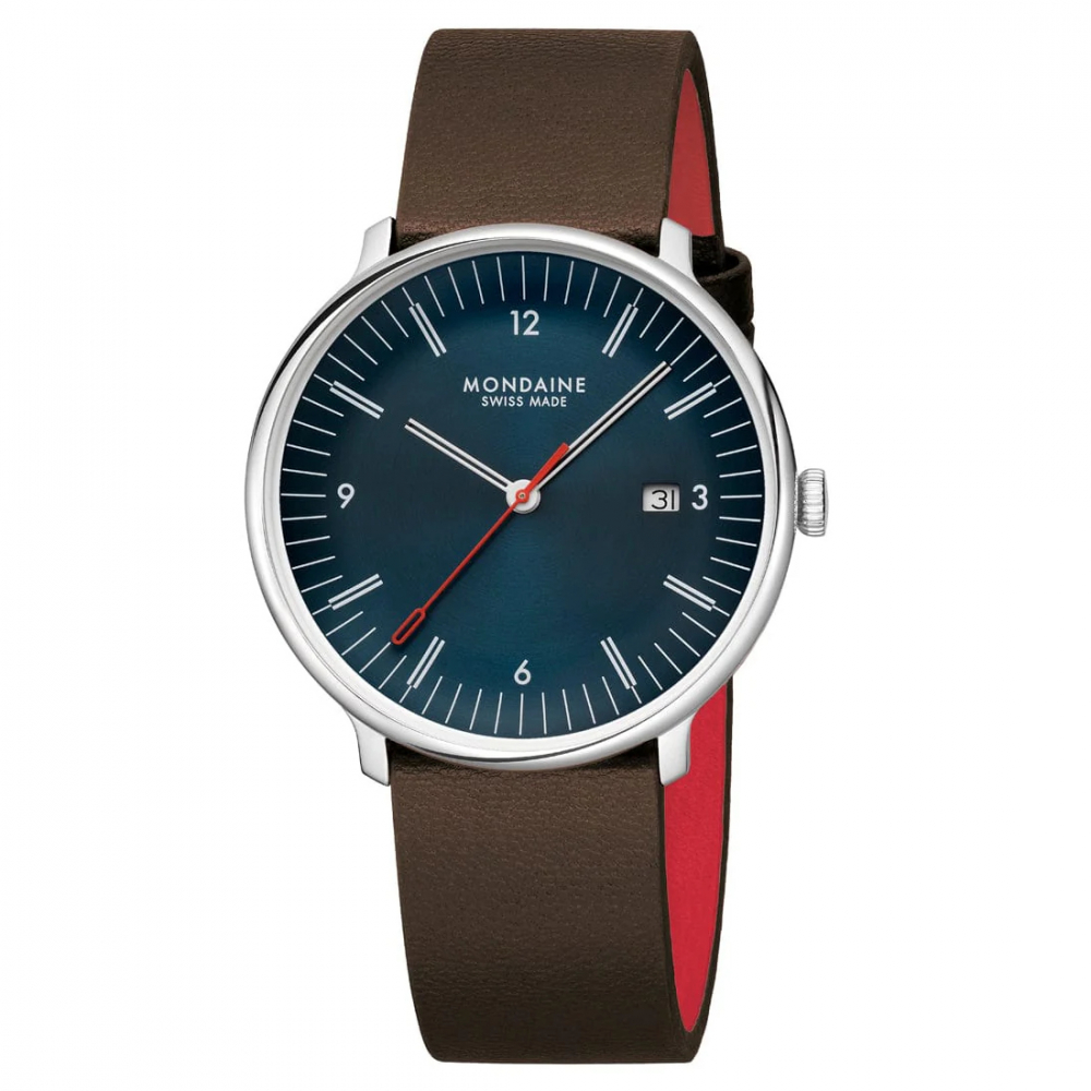 MONDAINE Armbanduhr MLE.41240.LGV Doppio Saphirglas, 41mm, Veganes Traubenleder