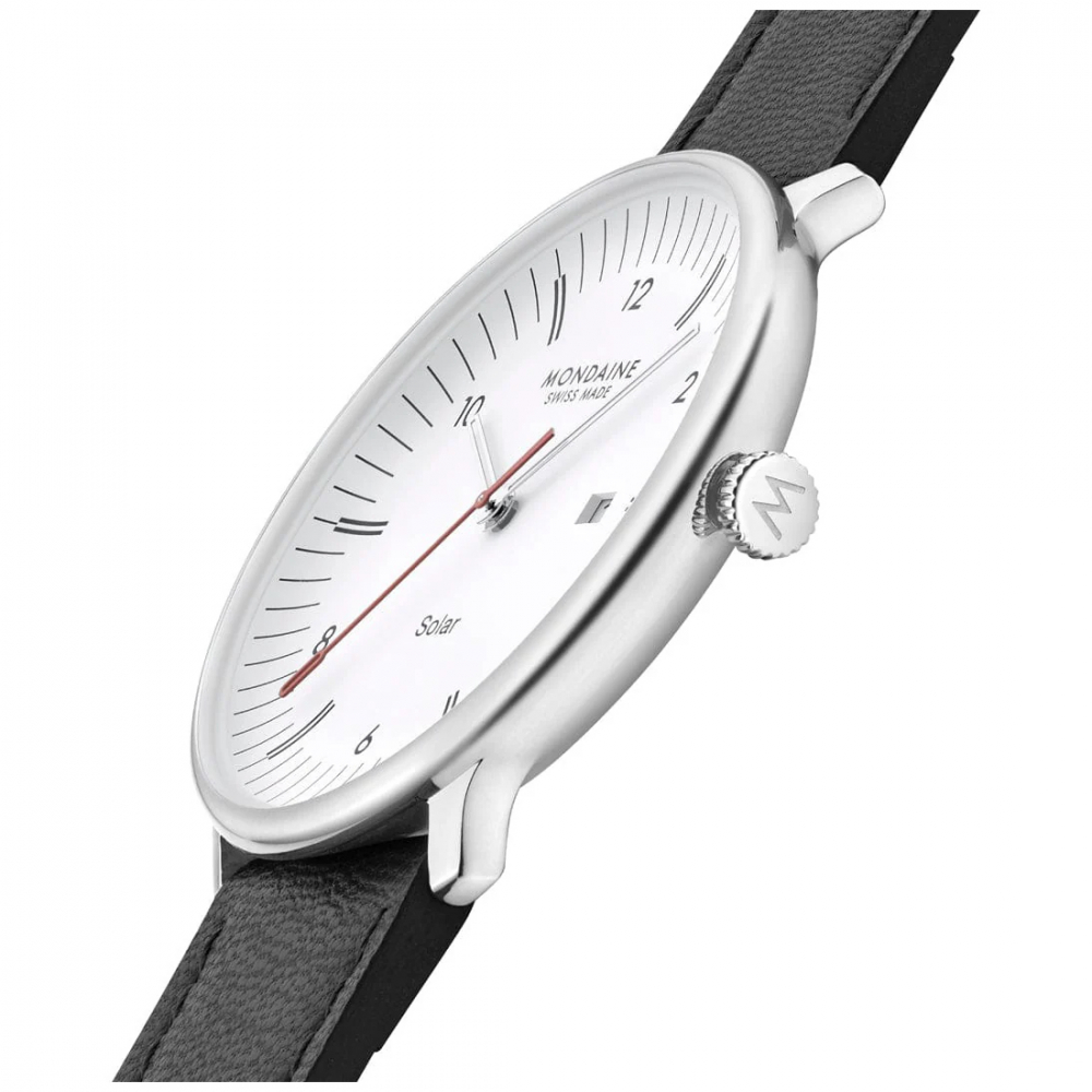 MONDAINE Armbanduhr MLE.41910.LBV SOLAR Doppio Saphirglas, 41mm, Veganes Traubenleder