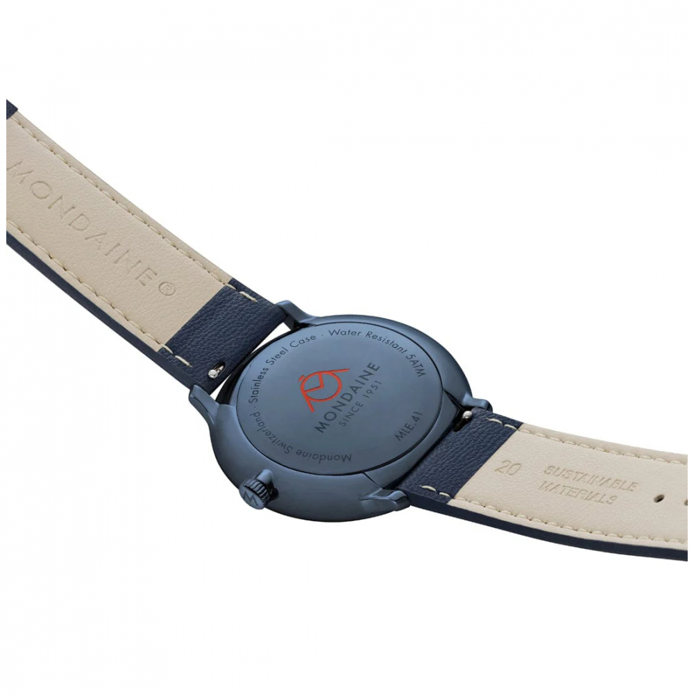 MONDAINE Armbanduhr MLE.41910.LQV SOLAR Doppio Saphirglas, 41mm, Veganes Apfelleder