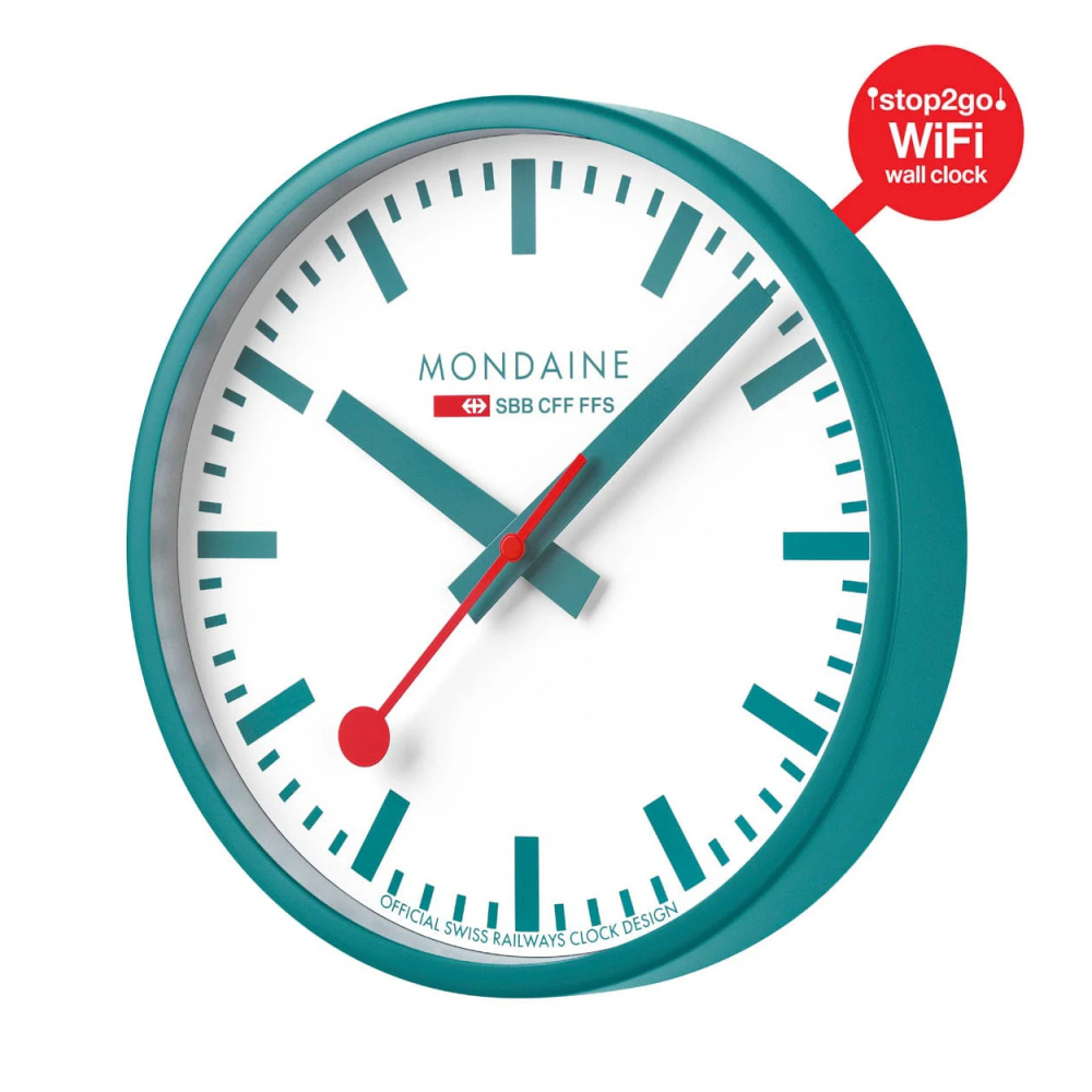 MONDAINE Wanduhr samrt stop2go WiFi Wanduhr, MSM.25S11.1.D Grün, 25cm