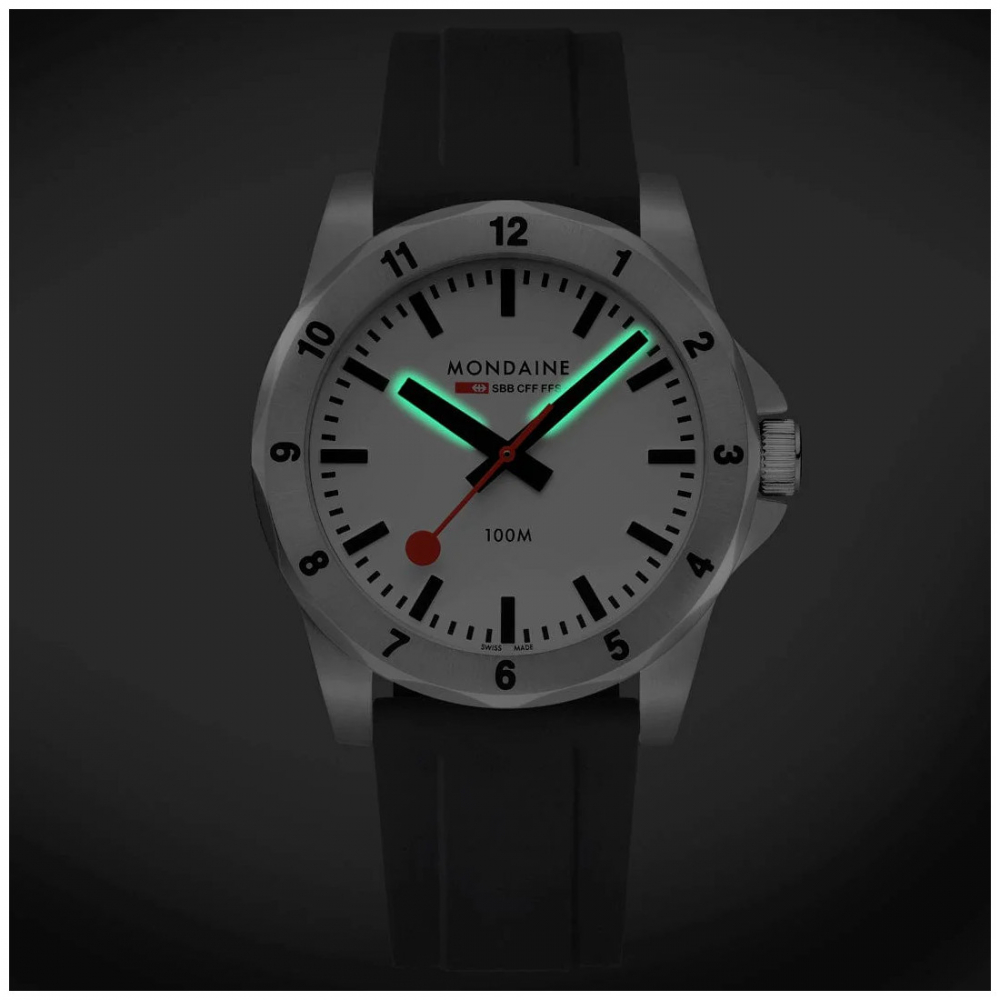 MONDAINE Numeri MSN.4211B.RB, 42mm, Saphirglas, BackLight, Silikon