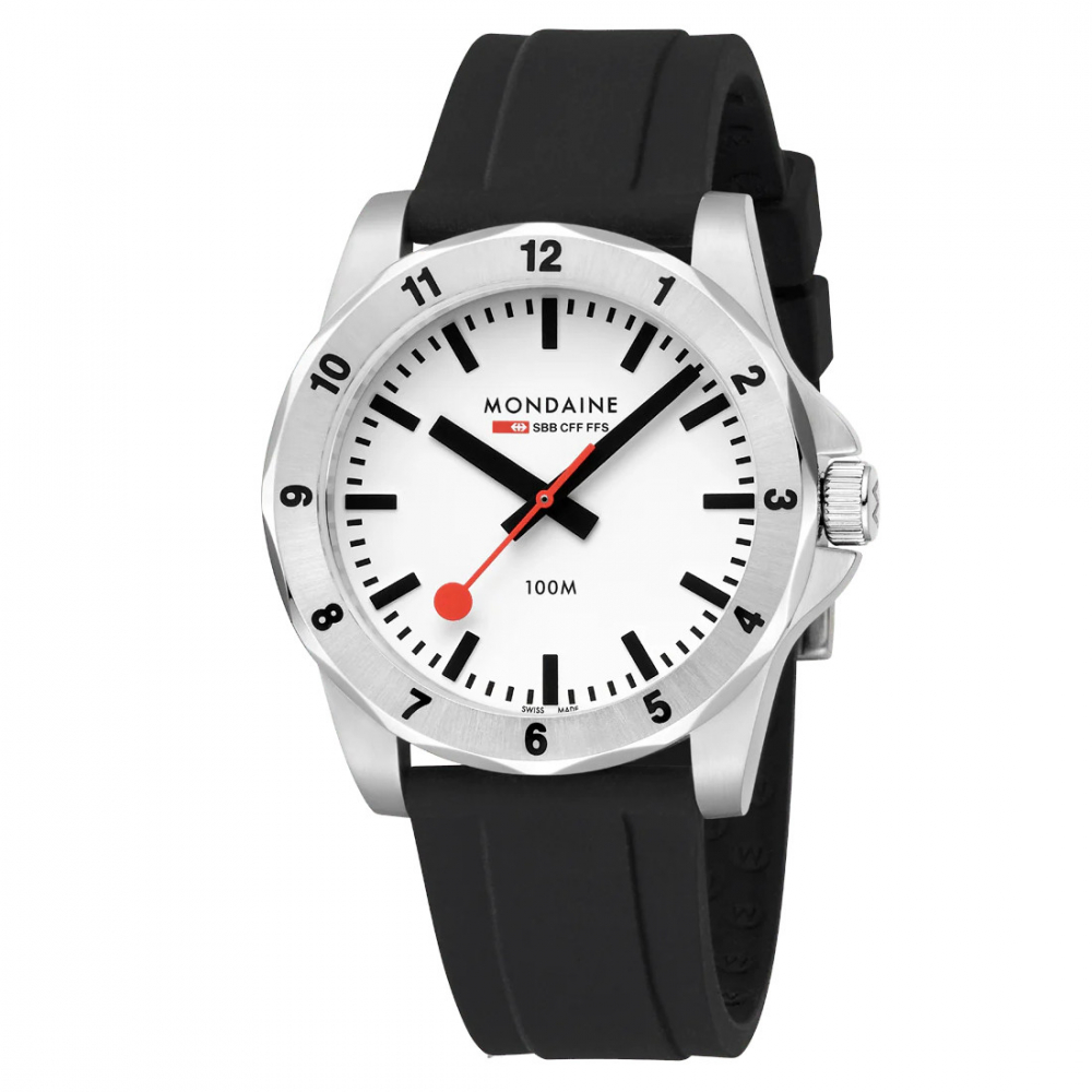 MONDAINE Numeri MSN.4211B.RB, 42mm, Saphirglas, BackLight, Silikon