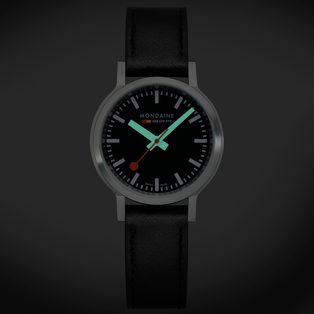 MONDAINE MST.34020.LBV.SET Damenuhr schwarz stop2go Saphirglas, 34mm mit Extraband