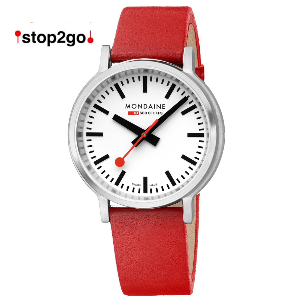 MONDAINE Herren Armbanduhr stop2go springender Minutenzeiger A512.30358.16SBB, Saphirglas