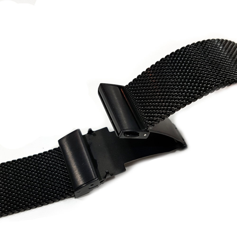 Ersatzband, Wechselband, Stegbreite 20mm Milanaise Edelstahl in PVD schwarz