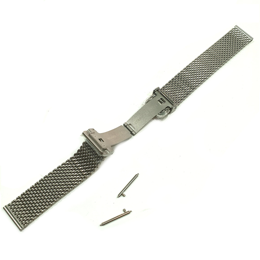 Mondaine Ersatzband Edelstahl Stegbreite 18mm Milanaise matt, Längenverstellbar
