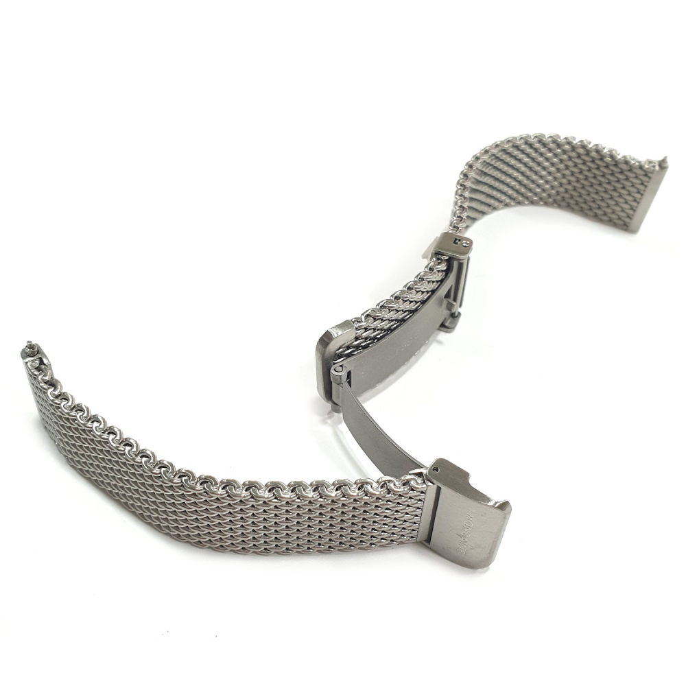 Mondaine Ersatzband Edelstahl Stegbreite 18mm Milanaise matt, Längenverstellbar
