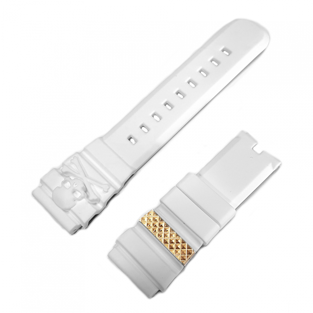 Philipp Plein Ersatzband Silikon weiss-goldfarben The Skull PWAAA - Serie