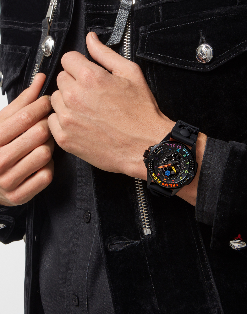 Philipp Plein Unisex-Uhr PWAAA0621 The Skull bunt Silikon-Edelstahl