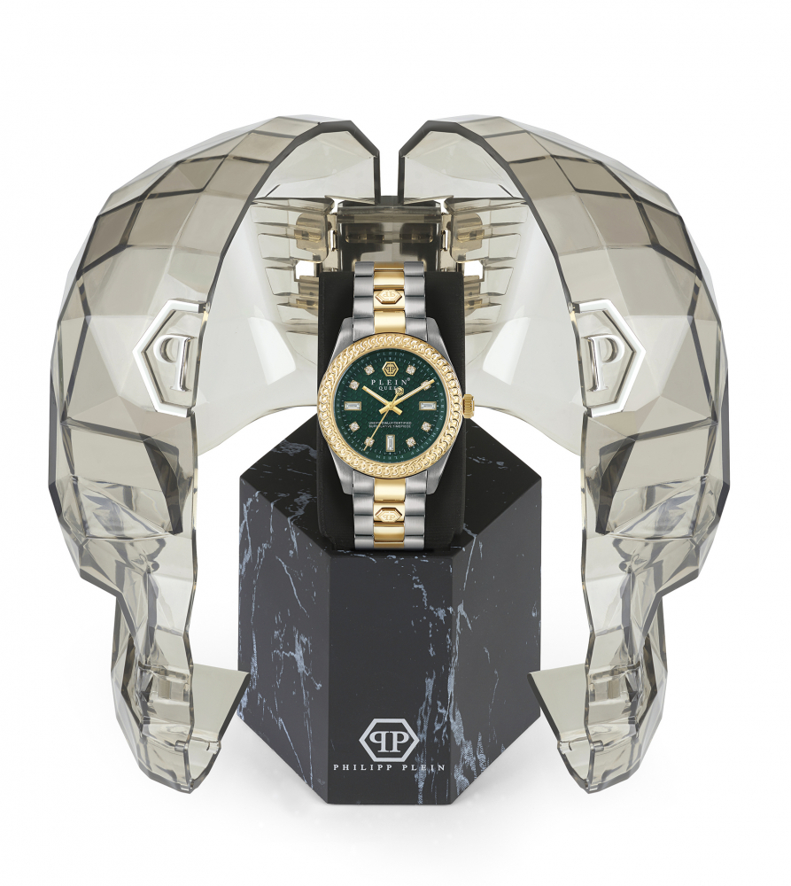 Philipp Plein Damen Armbanduhr PWDAA0421 Queen bicolor Armband, Zifferblatt Grün