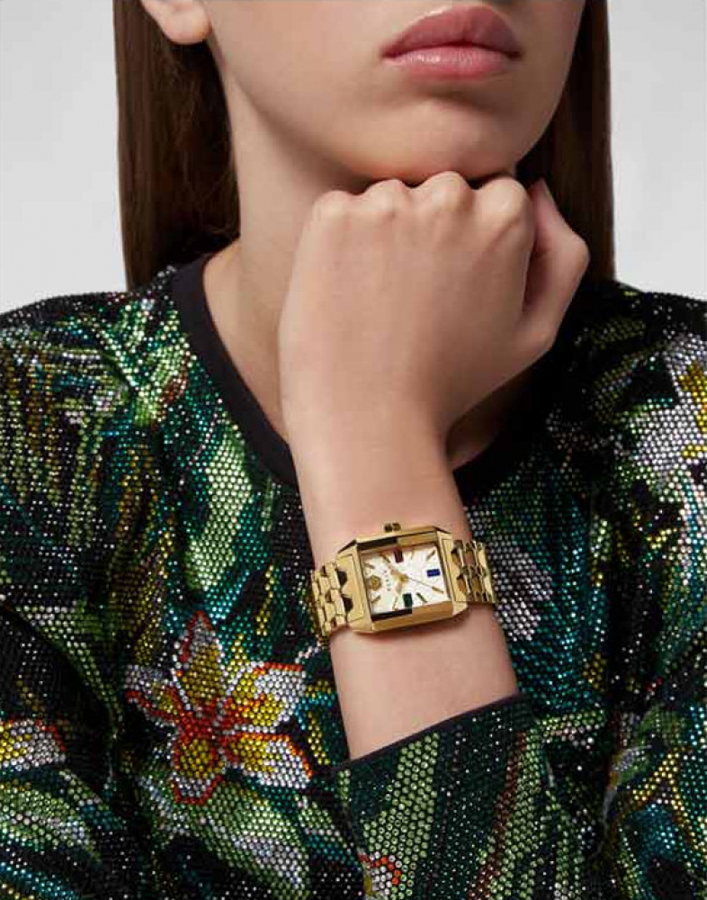 Philipp Plein Damen Armbanduhr PWMAA0522 OFFSHORE SQUARE Goldfarben