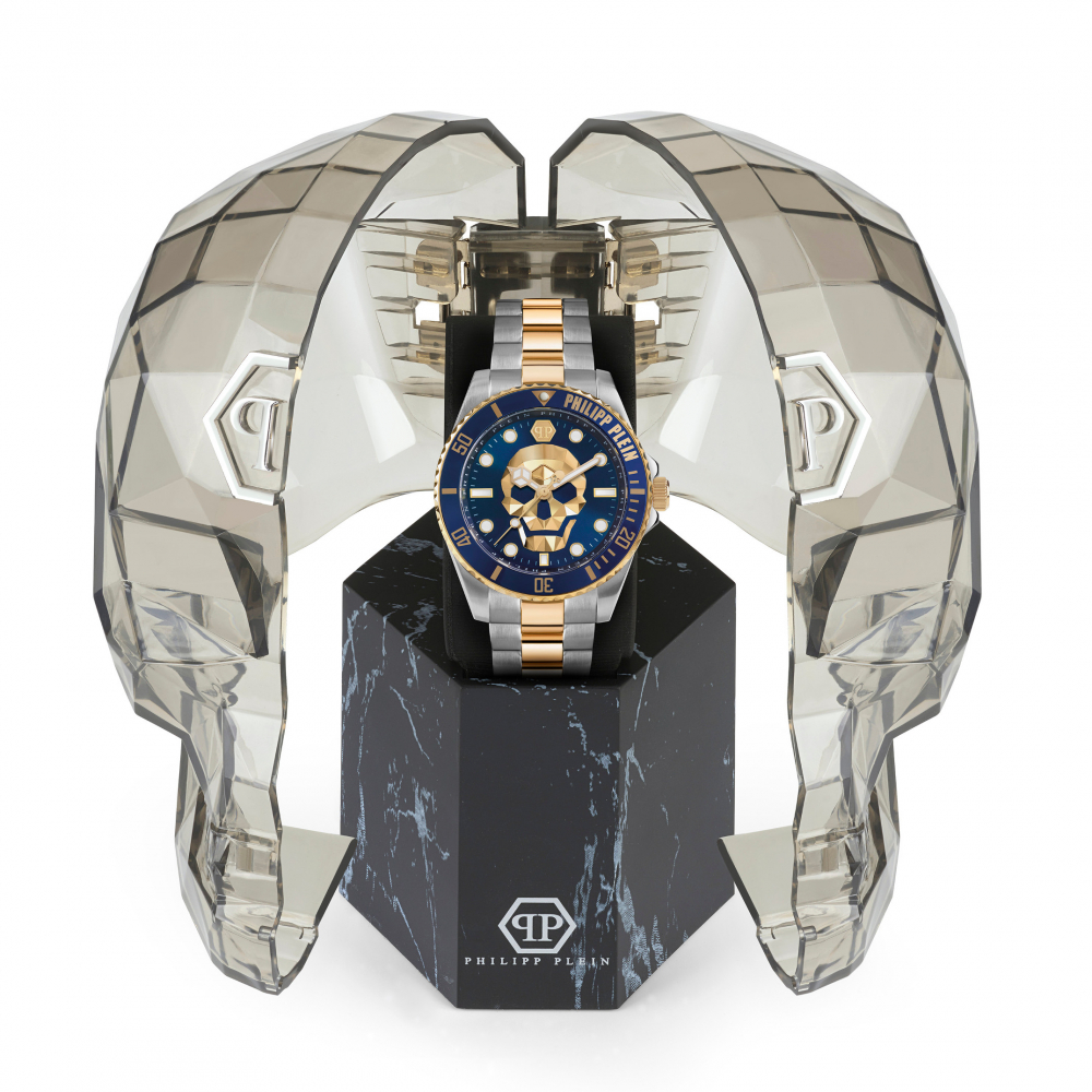 Philipp Plein Herren Armbanduhr THE $KULL DIVER PWOAA0722, bicolor, Blau