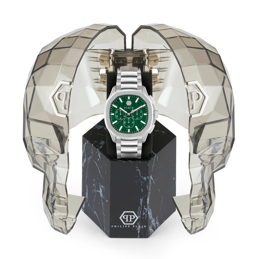 Philipp Plein Herren Armbanduhr SPECTRE CHRONO PWSAA0223 Edelstahl, Grün, 44mm