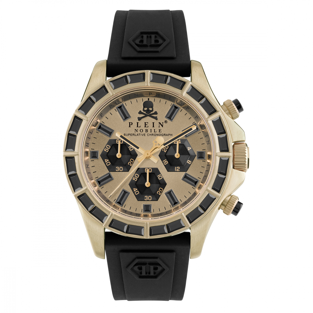 Philipp Plein Herren Armbanduhr NOBILE RACING PWVAA0223 Chrono Silikon Schwarz