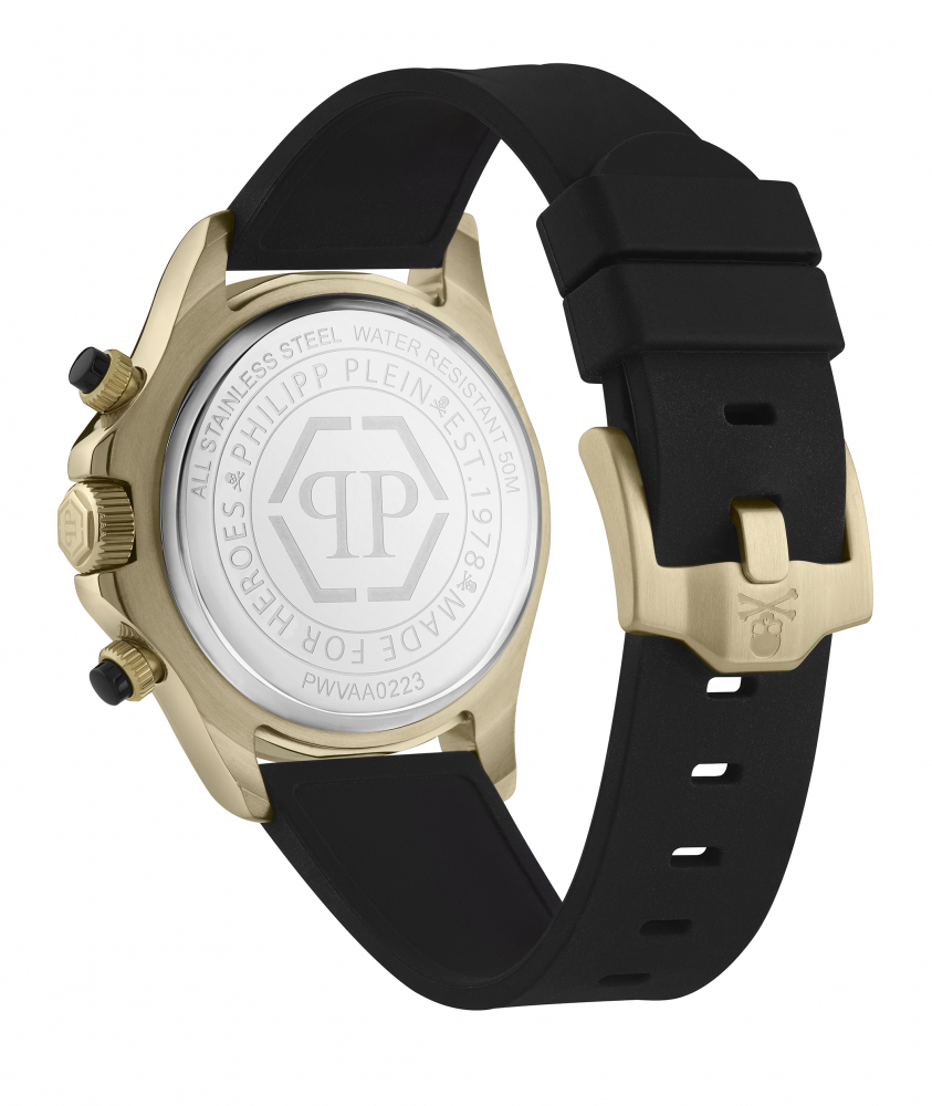 Philipp Plein Herren Armbanduhr NOBILE RACING PWVAA0223 Chrono Silikon Schwarz