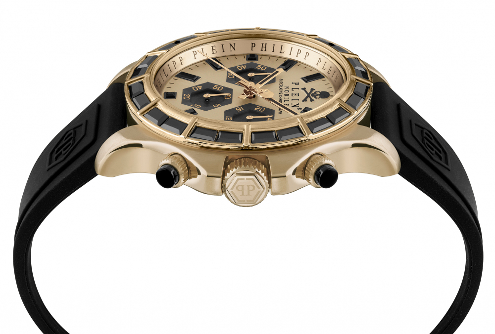 Philipp Plein Herren Armbanduhr NOBILE RACING PWVAA0223 Chrono Silikon Schwarz