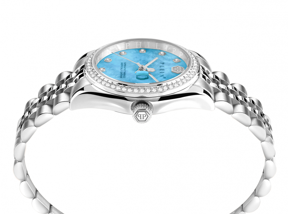 Philipp Plein Damen Armbanduhr PWYAA0423 Date Superlative Edelstahl, Turquoise