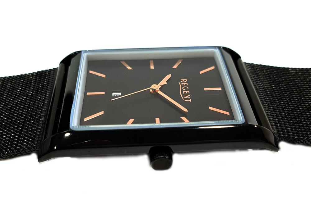 Regent 1151770 schicke Armbanduhr für Herren in schwarz