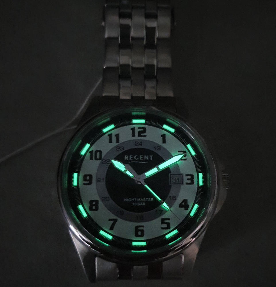 Regent Herren Armbanduhr Night Master 37107W 10ATM