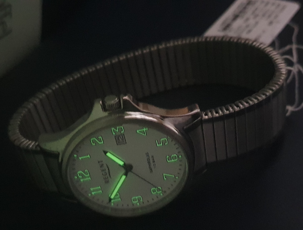 Regent unisex 36mm Armbanduhr F-1349 Saphirglas Datum Zugband 10ATM