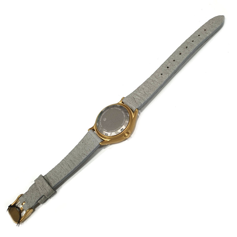 UMR Ruhla Solar Damen Armbanduhr Titan 96961 Datum Lederband Saphirglas