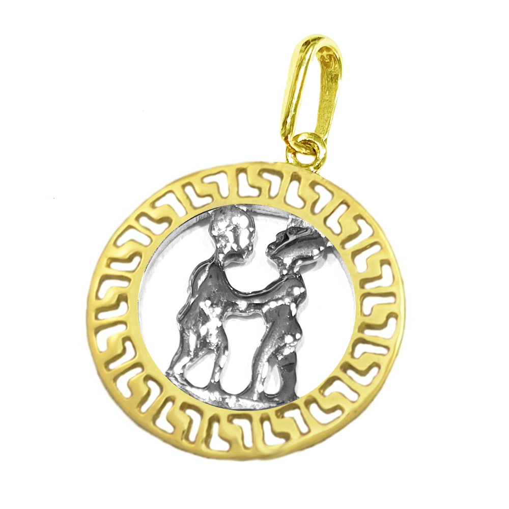 585/14K Gold Anhänger bicolor Kettenanhänger Sternzeichen Zwillinge