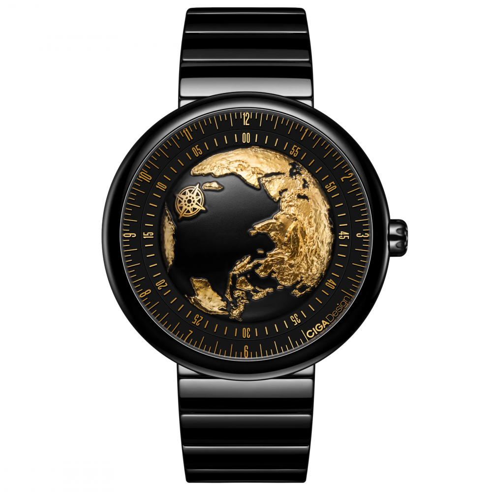 CIGA design Uhr U033-BG01-6B7B Blue Planet II GILDED AGE Automatik Gold-Schwarz