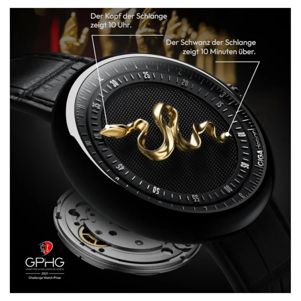 CIGA design Uhr U037-BB01-W1B Automatik Legende der Schlange mit Anhänger