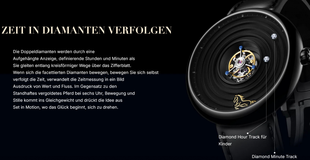 CIGA Design Uhr Tourbillon Chinesisches Sternzeichen Jahr des Pferdes, Diamanten