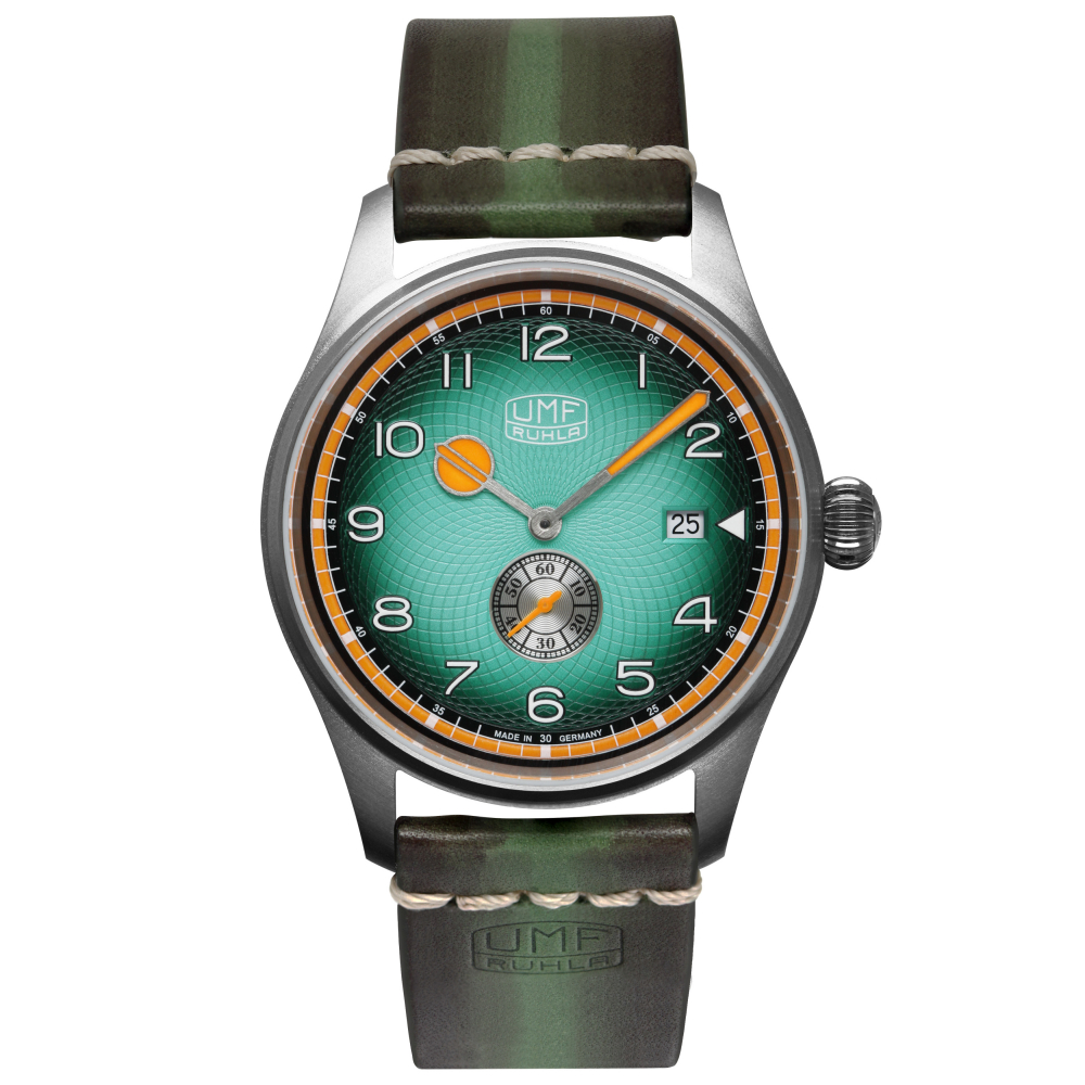 UMF Ruhla 1134-4, Titan, Quarz, Saphirglas, Armbanduhr, Lederband, 42mm