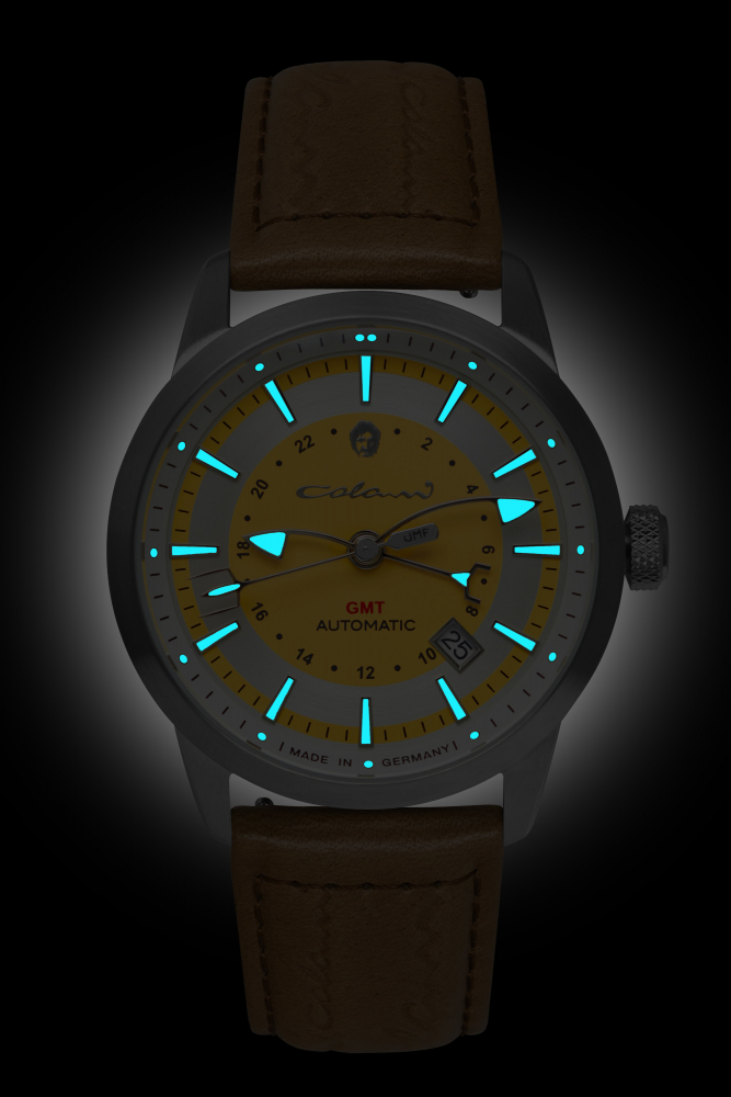 UMF Ruhla Colani 1364-1 Automatik, GMT, Armbanduhr Saphirglas, Edition, gelb