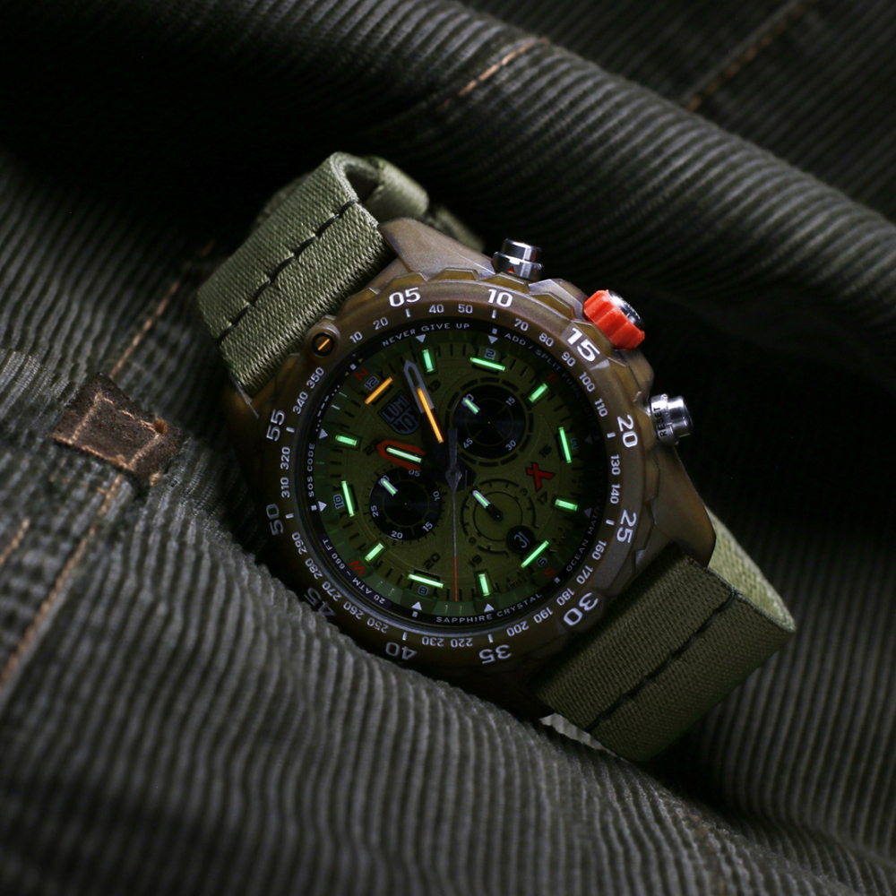 Luminox Herren Armbanduhr 3757.ECO, Bear Grylls Survival X Tide, 45 mm Nachhaltige Outdoor Uhr